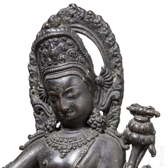 Bronzestatuette der Indra, Nepal, sp&auml;tes 19. Jhdt.