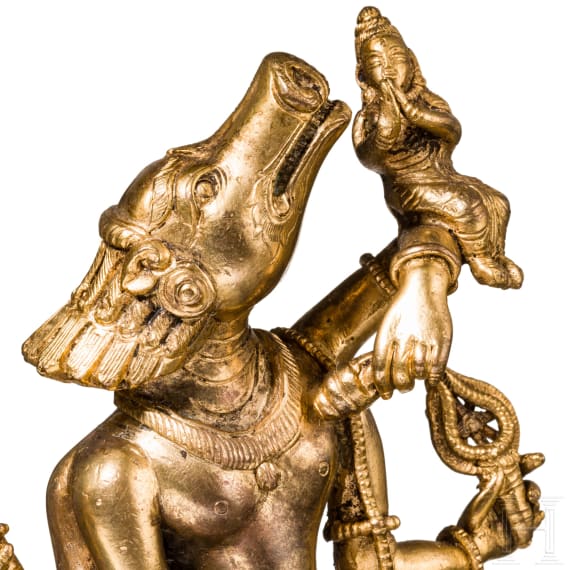 Varaha und Bhudevi aus Bronze, Tibet/Nepal, 18./19. Jhdt.