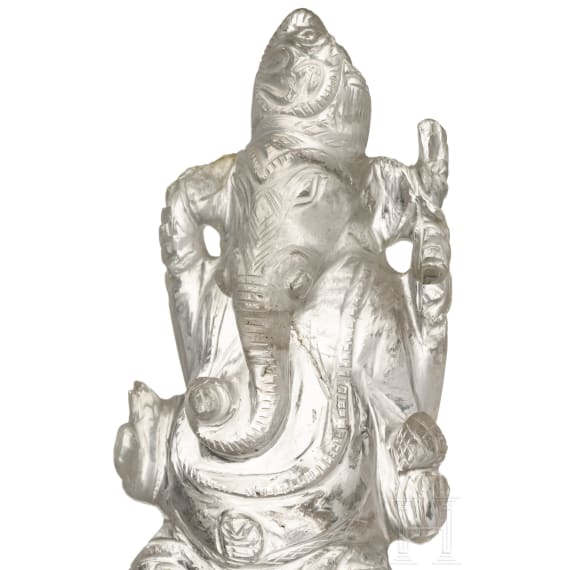 Ganesha-Figurine aus Bergkristall, Indian/Nepal, um 1900
