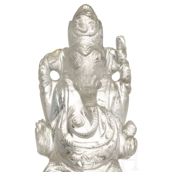 Ganesha-Figurine aus Bergkristall, Indian/Nepal, um 1900