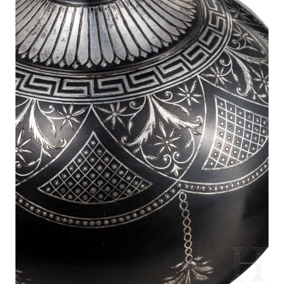 Silbereingelegte Bidri-Flasche, Indien, um 1800