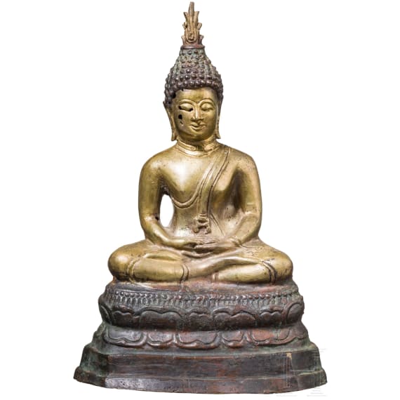 Shakyamuni in Dhyana-Mudra aus vergoldeter Bronze, Thailand, Lan-Na-K&ouml;nigreich, 15./16. Jhdt.