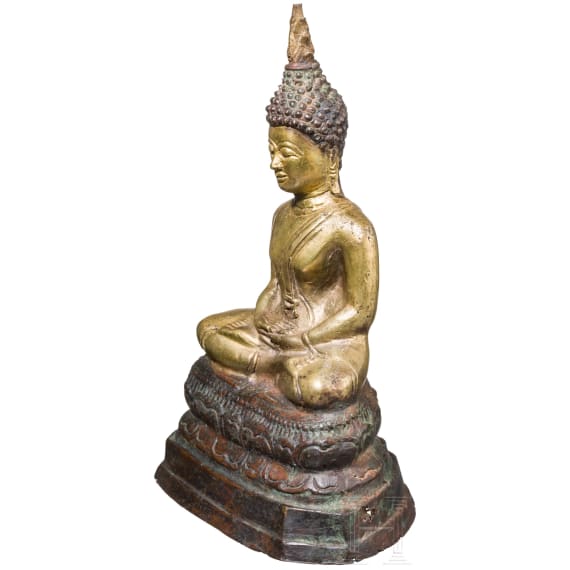 Shakyamuni in Dhyana-Mudra aus vergoldeter Bronze, Thailand, Lan-Na-K&ouml;nigreich, 15./16. Jhdt.