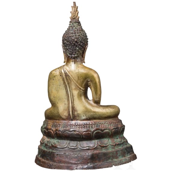 Shakyamuni in Dhyana-Mudra aus vergoldeter Bronze, Thailand, Lan-Na-K&ouml;nigreich, 15./16. Jhdt.