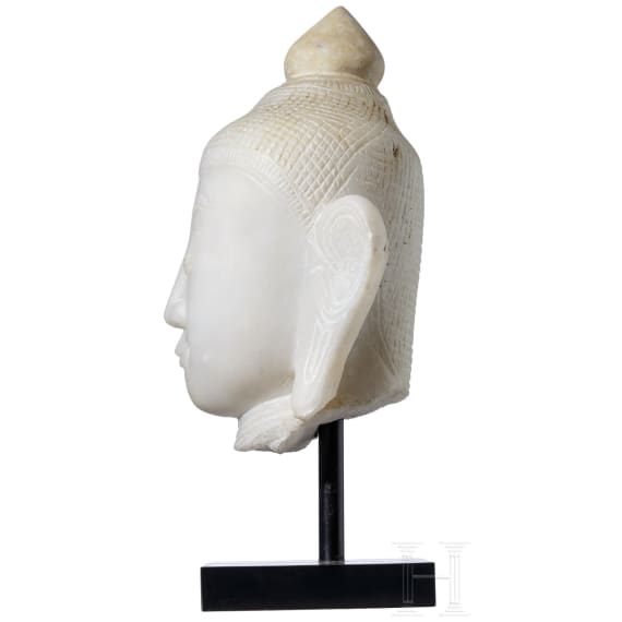 Buddhakopf aus Alabaster, Burma, Shan-Stil, 18./19. Jhdt.