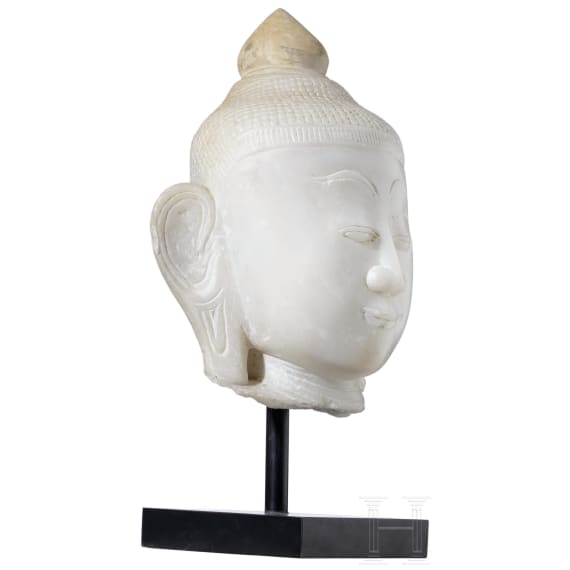 Buddhakopf aus Alabaster, Burma, Shan-Stil, 18./19. Jhdt.