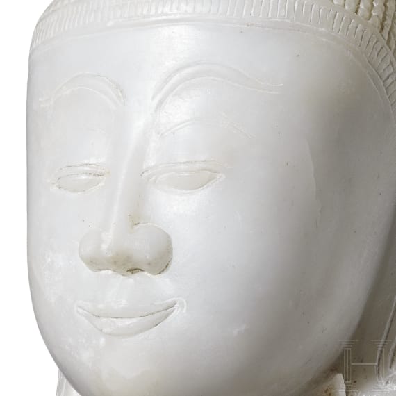 Buddhakopf aus Alabaster, Burma, Shan-Stil, 18./19. Jhdt.