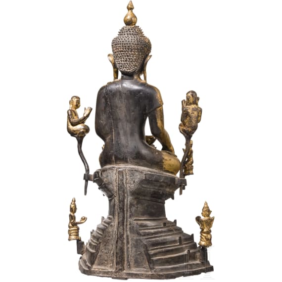 Lackierte und vergoldete Buddhafigur, Burma, 17./18. Jhdt.