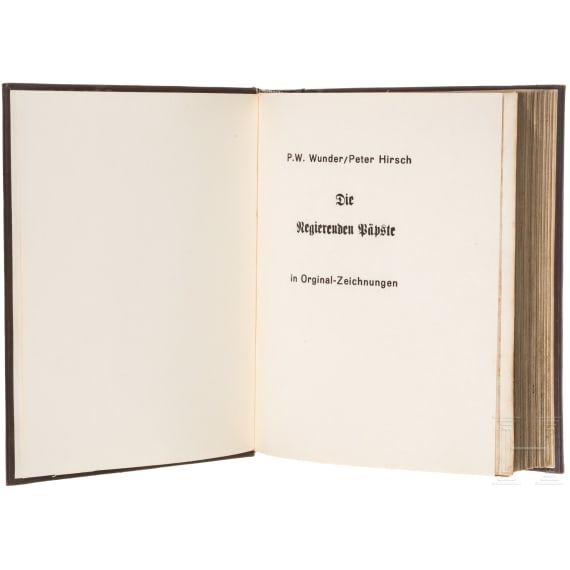 P. W. Wunder und Peter Hirsch (1889 - 1978) - "Die regierenden P&auml;pste" (285 Portr&auml;tzeichnungen) und eine Papstm&uuml;tze (Camauro)