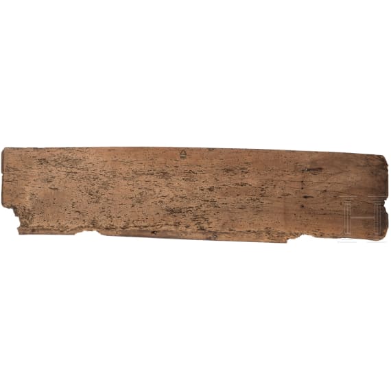 Bemalter Holzdeckel einer gotischen Truhe, Tirol, 14. Jhdt.