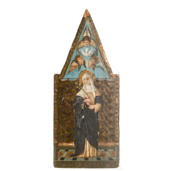 Kleines Tafelbild mit der Hl. Katharina von Siena, toskanisch, Mitte 15. Jhdt.