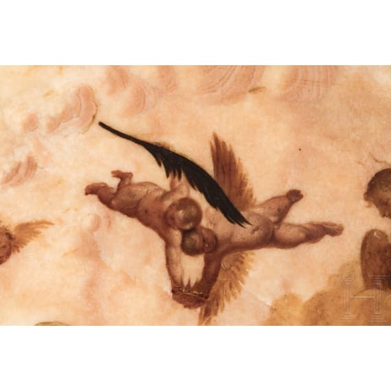 Die mystische Verm&auml;hlung der Hl. Katharina auf Marmortafel, fl&auml;misch, um 1620