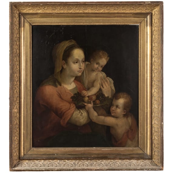 Maria mit Kind und Johannesknabe, Italien, 17. Jhdt.