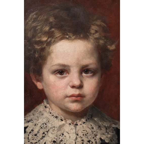 Fritz Paulsen, Portr&auml;t eines Knaben mit Spitzenkragen, deutsch, datiert 1879