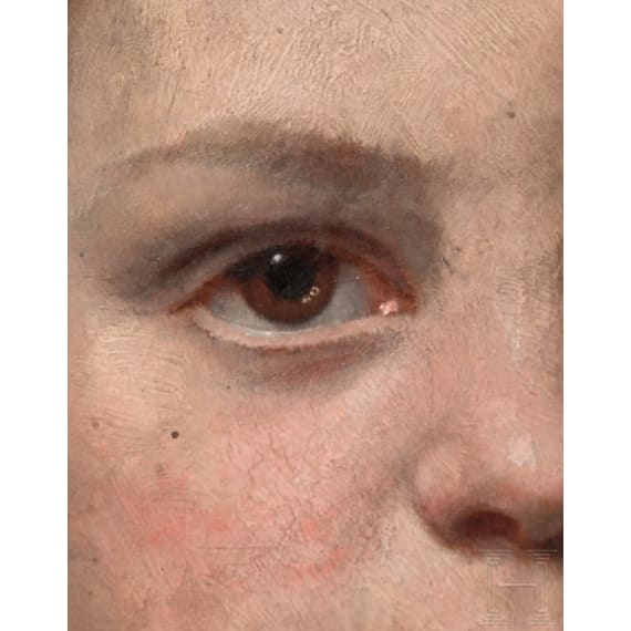 Fritz Paulsen, Portr&auml;t eines Knaben mit Spitzenkragen, deutsch, datiert 1879