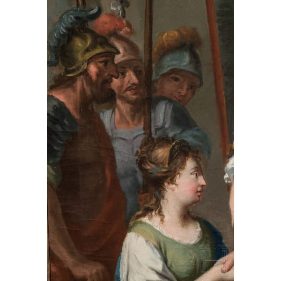 Alexander der Gro&szlig;e und Kampaspe im Atelier des Apelles, &Ouml;l/Leinwand, Frankreich, 18. Jhdt.