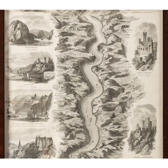 Friedrich Herchenhein, Neues Panorama des Rheins von Mannheim bis C&ouml;ln, Stahlstich, Mainz, 1870er Jahre
