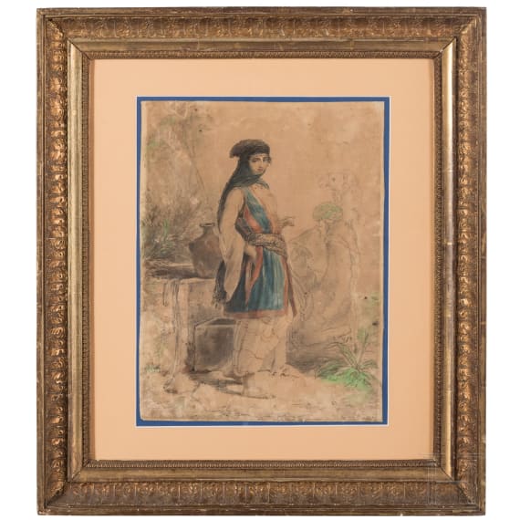 Eug&egrave;ne Romain van Maldeghem, "Femme druse" (Drusisches M&auml;dchen), Niederlande, datiert 1843