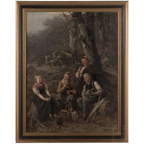 Albert M&uuml;ller-Lingke, "Rast im Walde", deutsch, 19./fr&uuml;hes 20. Jhdt.