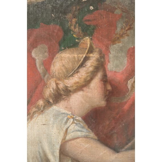 Ferdinand Maass (1837 - 1902), Sch&uuml;tzenscheibe mit Nationalallegorie, Tirol, datiert 1898