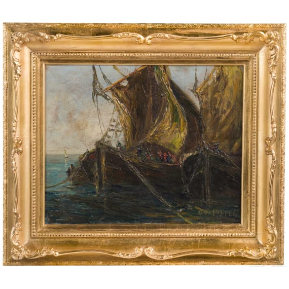 Otto Pippel - Im Fischerhafen, deutsch, 1. H&auml;lfte 20. Jhdt.