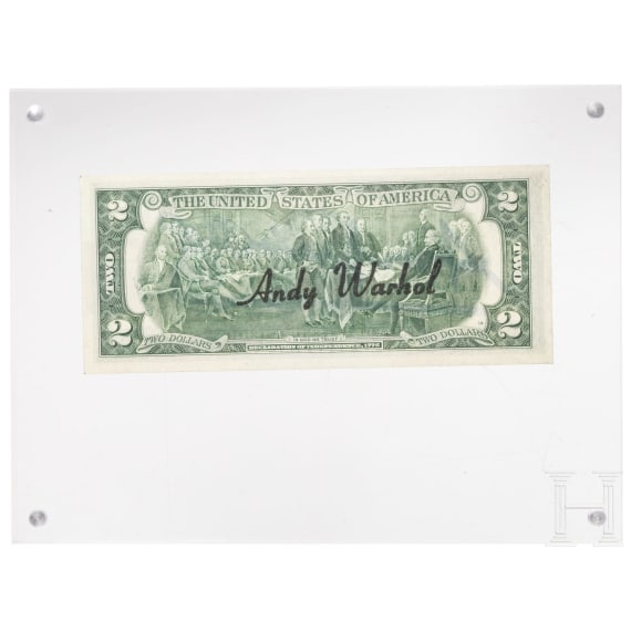 Zwei-Dollar-Schein, signiert "Andy Warhol", 1976