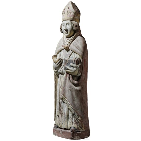 Steinfigur des Hl. Cornelius, Rheinland, 15./16. Jhdt.