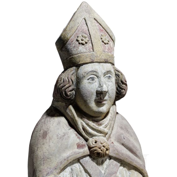 Steinfigur des Hl. Cornelius, Rheinland, 15./16. Jhdt.