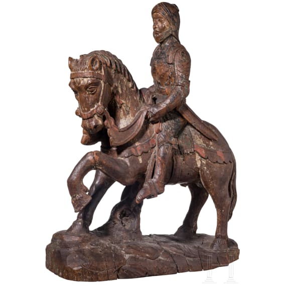 Seltene Skulptur eines sp&auml;tgotischen Ritters, Niederrhein, um 1500