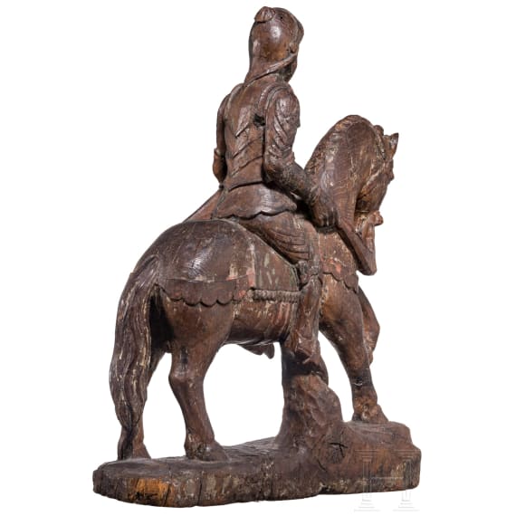 Seltene Skulptur eines sp&auml;tgotischen Ritters, Niederrhein, um 1500