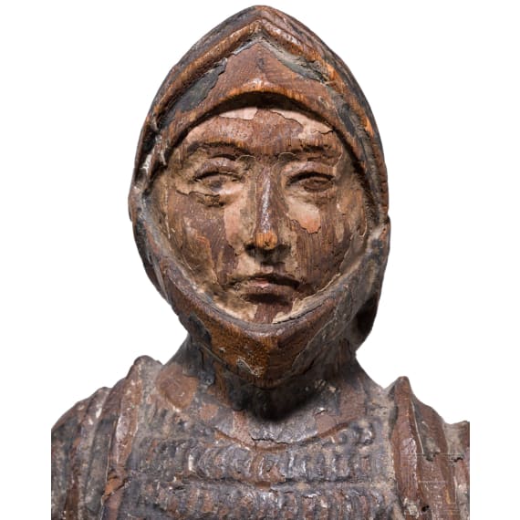 Seltene Skulptur eines sp&auml;tgotischen Ritters, Niederrhein, um 1500