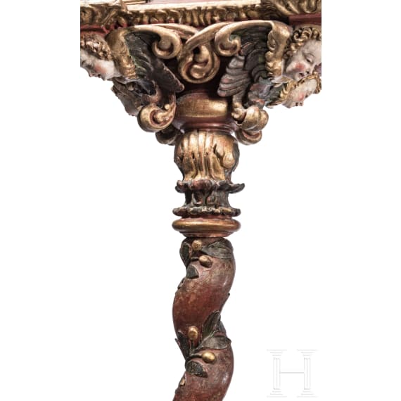 Bedeutende Prozessionsstange mit Hl. Katharina, s&uuml;ddeutsch, um 1680