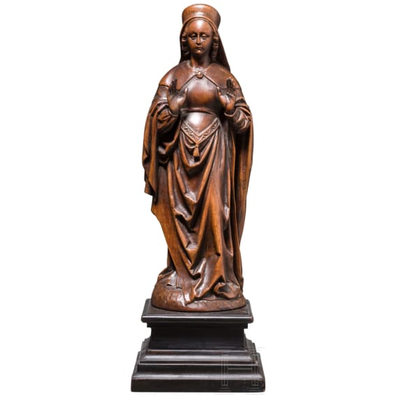 Heiligenfigur aus Buchsbaumholz, Frankreich, 17. Jhdt.