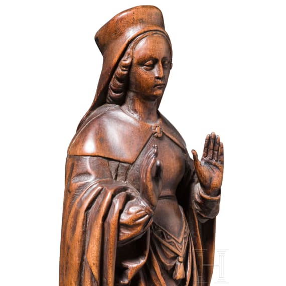 Heiligenfigur aus Buchsbaumholz, Frankreich, 17. Jhdt.