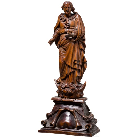 Mondsichelmadonna aus Buchsbaumholz, Flandern, Antwerpen, 17. Jhdt.
