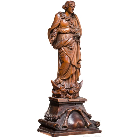 Mondsichelmadonna aus Buchsbaumholz, Flandern, Antwerpen, 17. Jhdt.