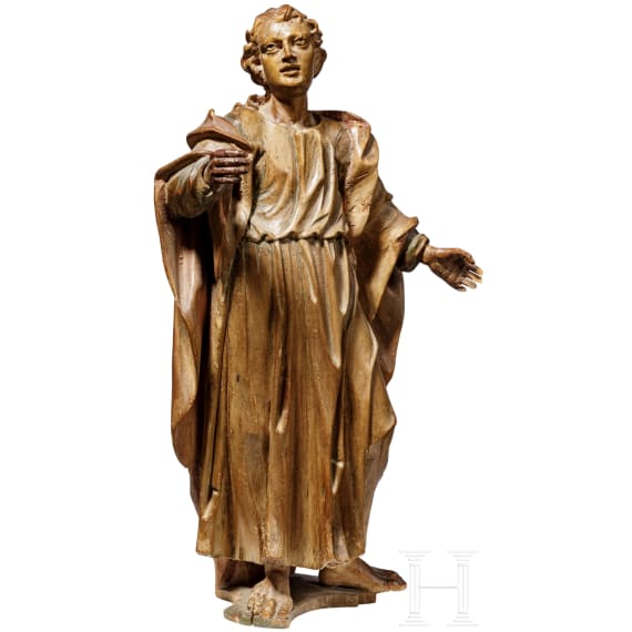 Geschnitzte Figur des Hl. Johannes, s&uuml;ddeutsch, 18. Jhdt.