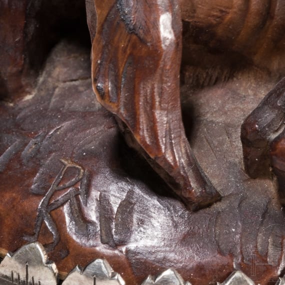 Geschnitzte Buchsbaum-Skulptur des Heiligen Georg, deutsch, 19. Jhdt.