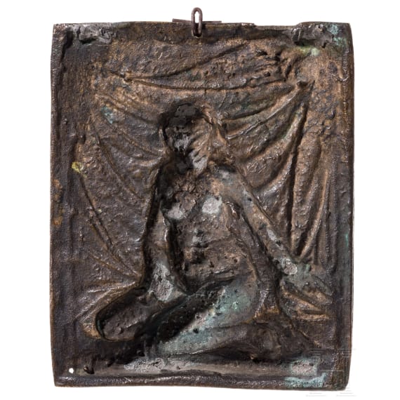 Kleine Bronzetafel mit weiblichem Akt, fl&auml;misch, 1. H&auml;lfte 17. Jhdt.