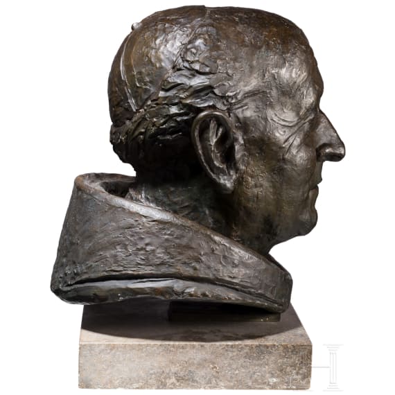 Bronzener Portraitkopf des Papstes Paul VI., M&uuml;nchen, 2. H&auml;lfte 20. Jhdt.