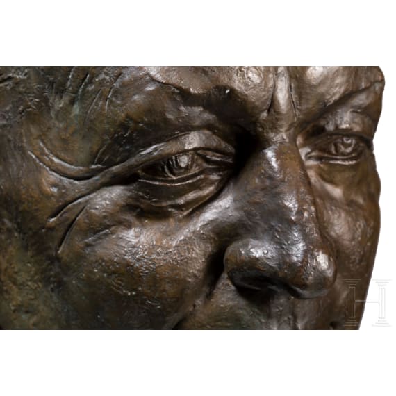 Bronzener Portraitkopf des Papstes Paul VI., M&uuml;nchen, 2. H&auml;lfte 20. Jhdt.