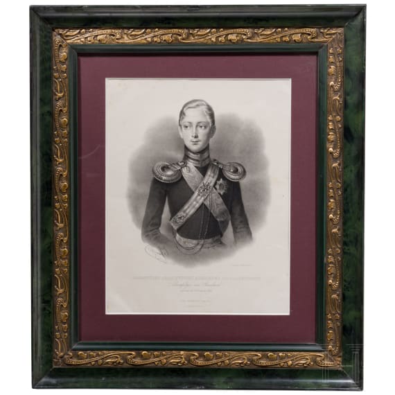 Zwei Portraits - Gro&szlig;f&uuml;rst Cesarewitsch Alexander Nikolaevitch, Thronfolger von Russland, sowie Gro&szlig;f&uuml;rstin Maria Nikolaevna, Pr&auml;sidentin der Kaiserlich-Russischen Kunstakademie