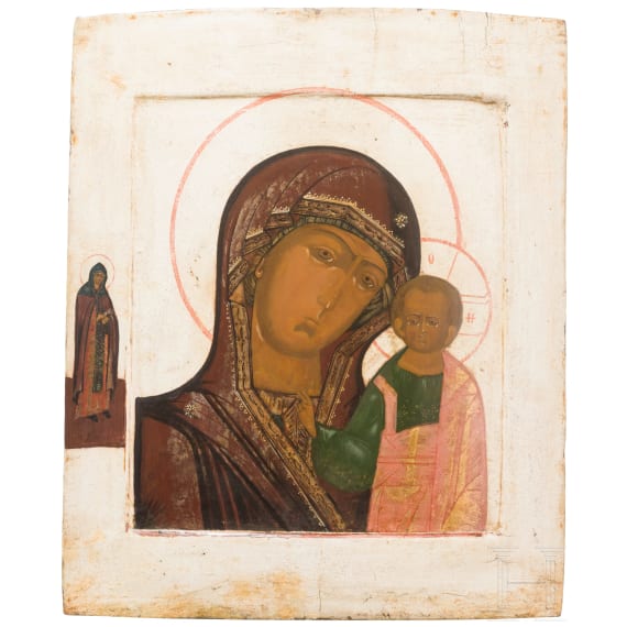 Gro&szlig;formatige Ikone mit der Gottesmutter von Kasan (Kasanskaja), Russland, Anfang 19. Jhdt.