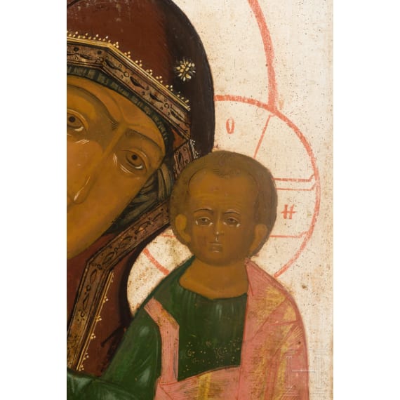 Gro&szlig;formatige Ikone mit der Gottesmutter von Kasan (Kasanskaja), Russland, Anfang 19. Jhdt.