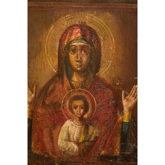 Gro&szlig;formatige Ikone mit der Gottesmutter von Kursk (Kurskaja), Russland, Anfang 19. Jhdt.