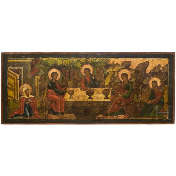 Gro&szlig;e Ikone mit der alttestamentlichen Dreifaltigkeit, Russland, 18. Jhdt.