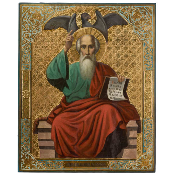 Gro&szlig;e Ikone "Johannes der Theologe", Russland, um 1900