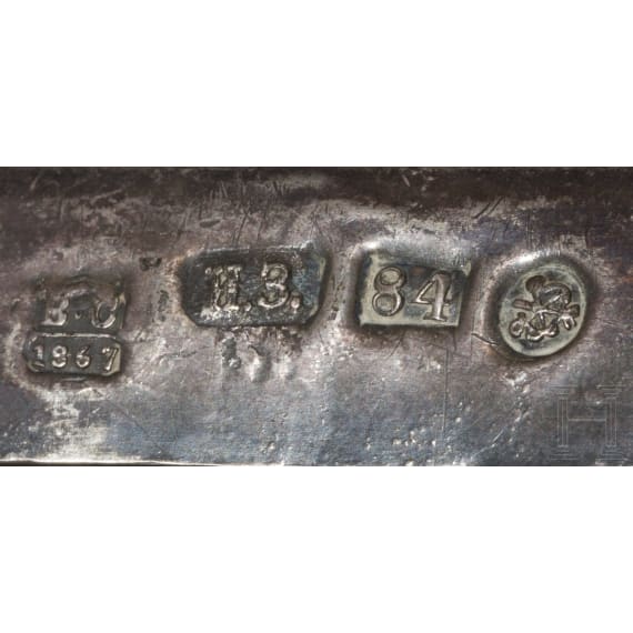 Ikone mit dem Heiligen Nikolaus von Myra mit Silberoklad, Russland, 2. H&auml;lfte 19. Jhdt. (Ikone), Moskau, Iwan Sacharow, 1867 (Oklad)