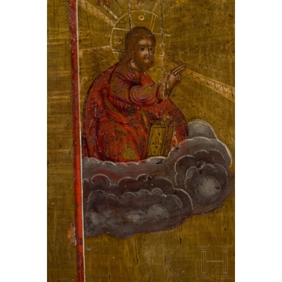 Gro&szlig;e Ikone mit dem Heiligen Menas, Russland, Wetka, 2. H&auml;lfte 19. Jhdt.
