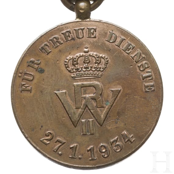 Treuedienstmedaille zum 75. Geburtstag Wilhelms II.